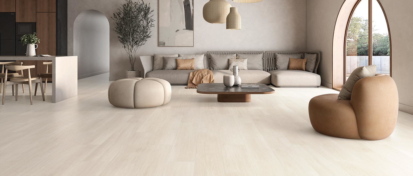 Sala con porcelanato español ZABA LIGHT de Colorker